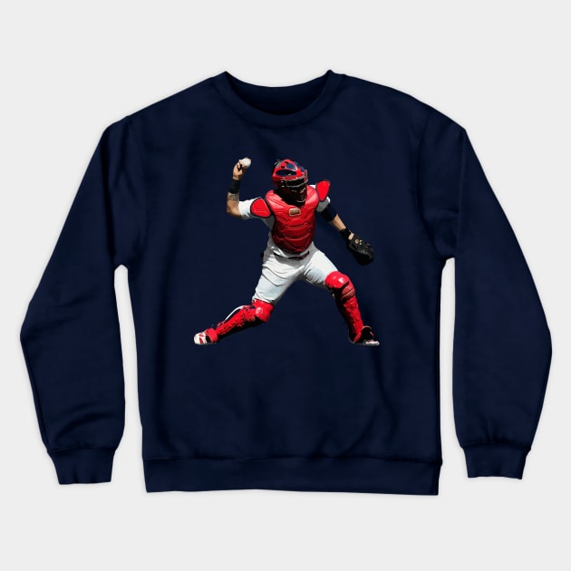 Yadier Molina of the St. Louis Cardinals Illustration Crewneck Sweatshirt by AJ